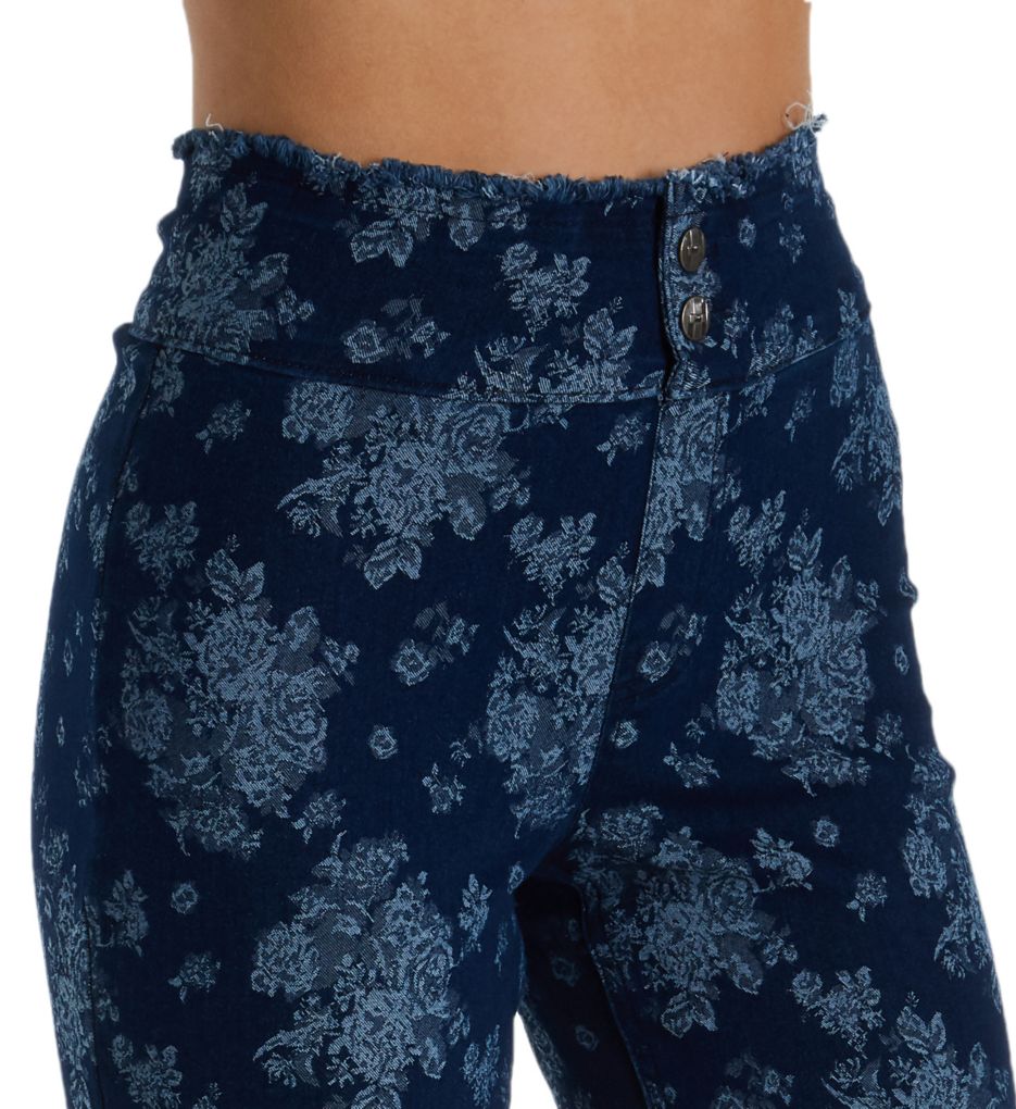 High Waist Tulip Hem Jacquard Denim Skimmer-cs1