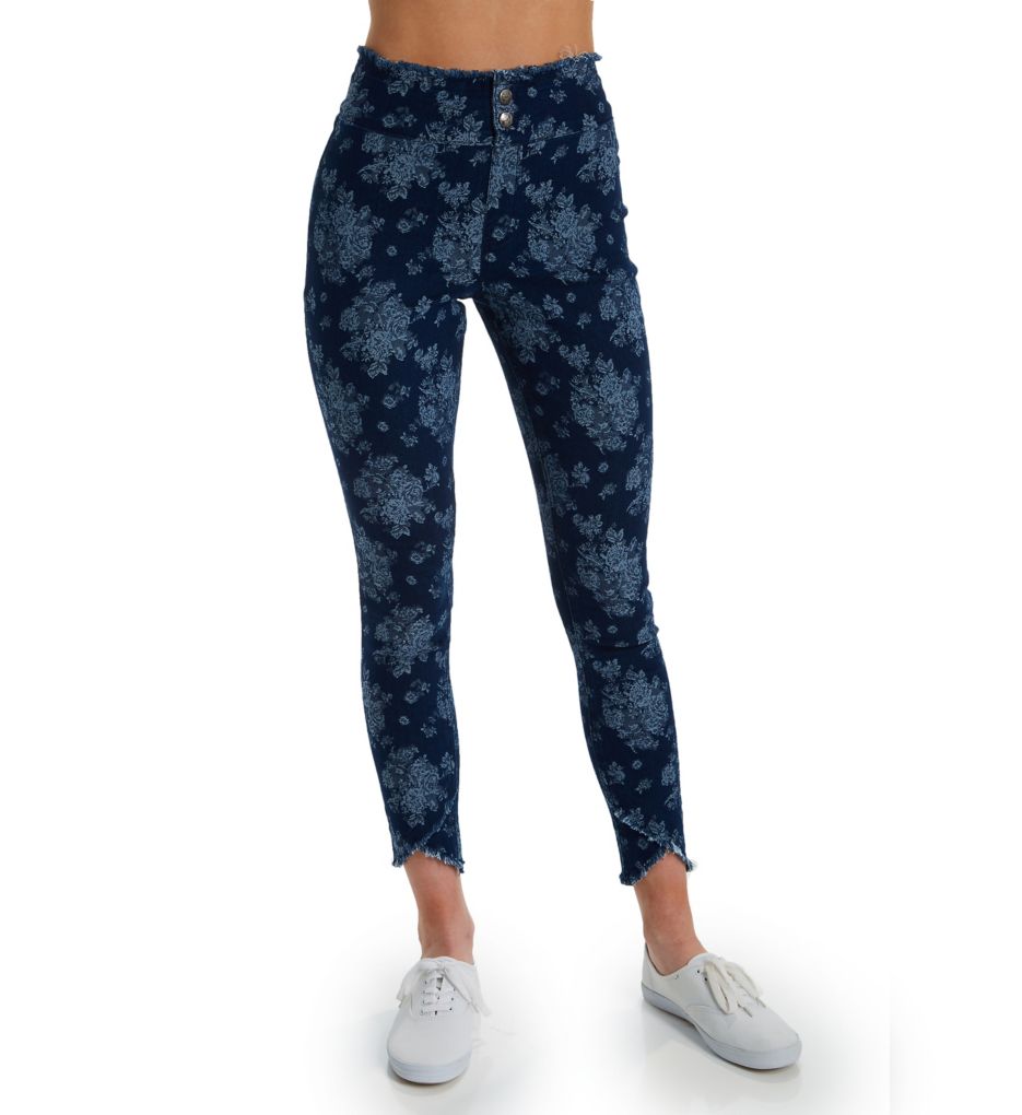 High Waist Tulip Hem Jacquard Denim Skimmer-fs