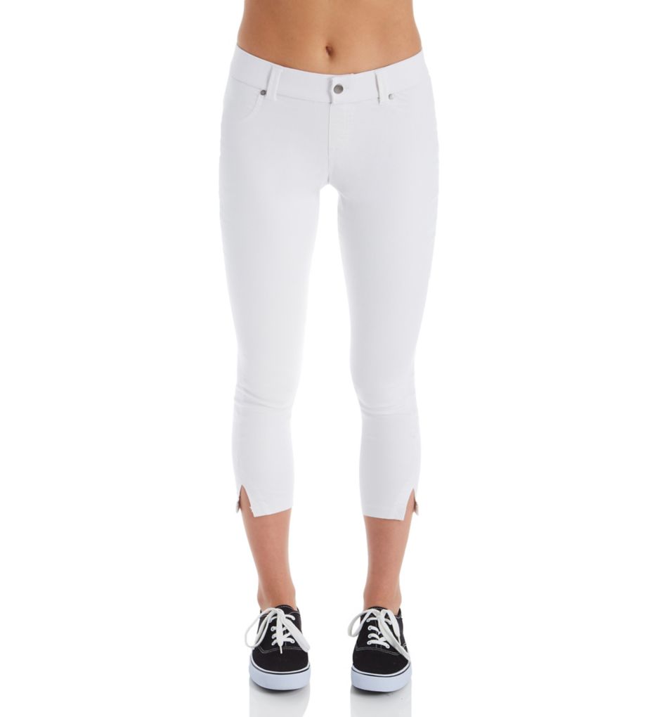 Ultra Soft Denim Capri Leggings with Side Slits-fs