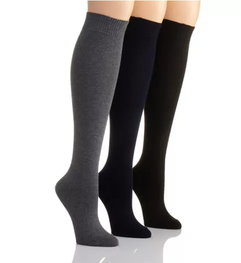 Hue Flat Knit Knee High Sock - 3 Pack 21135