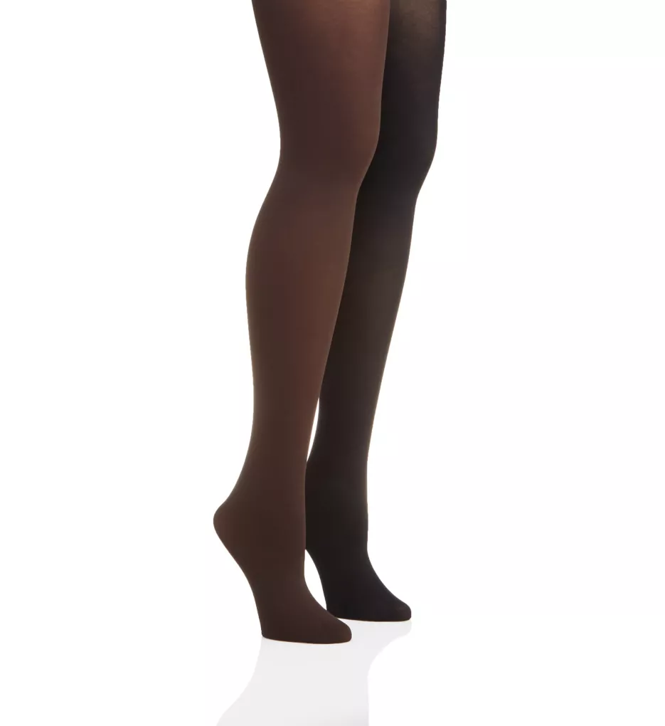 Opaque Control Top Tights - 2 Pair Pack Espresso/Black 2