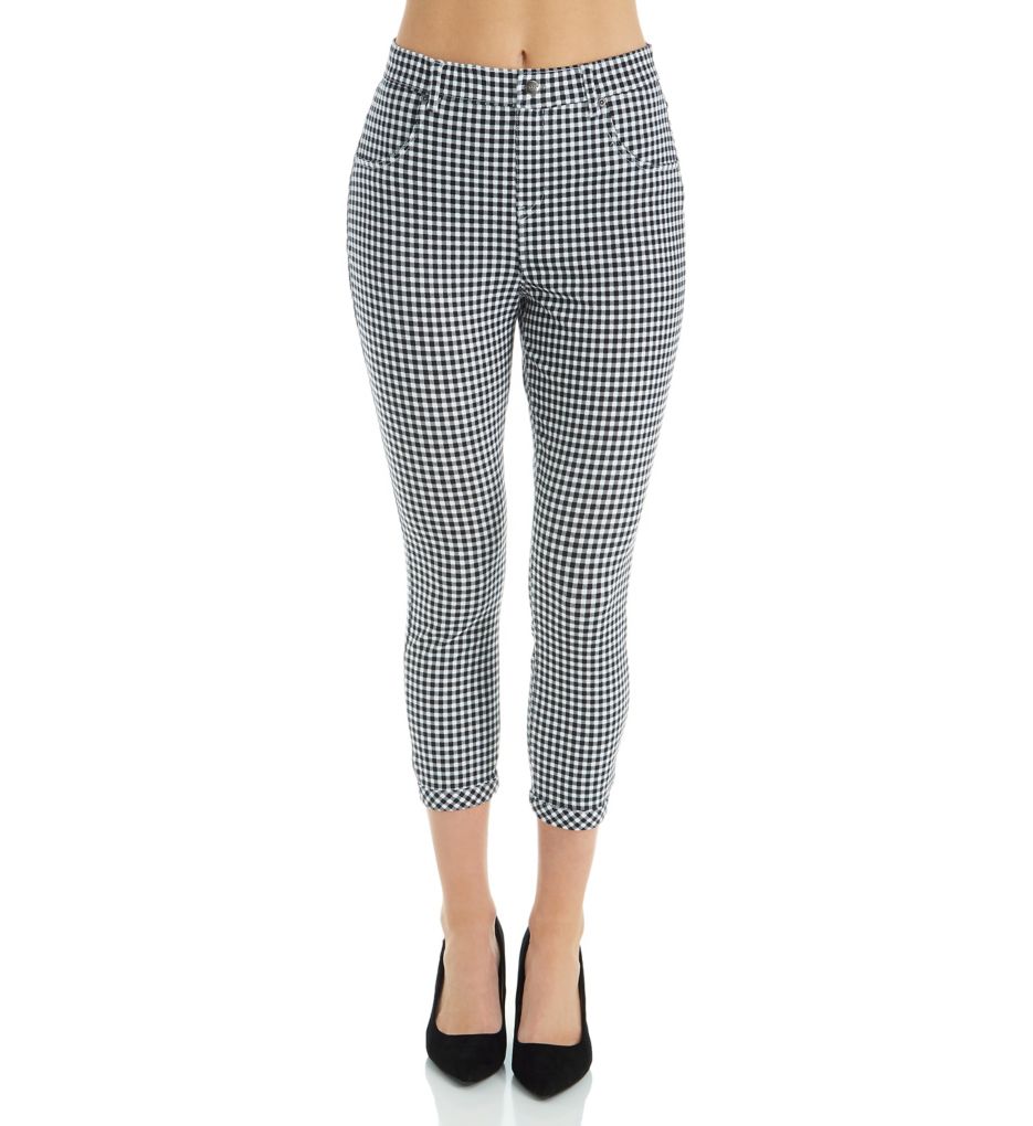 Gingham Ultra Soft Denim High Waist Capri-fs