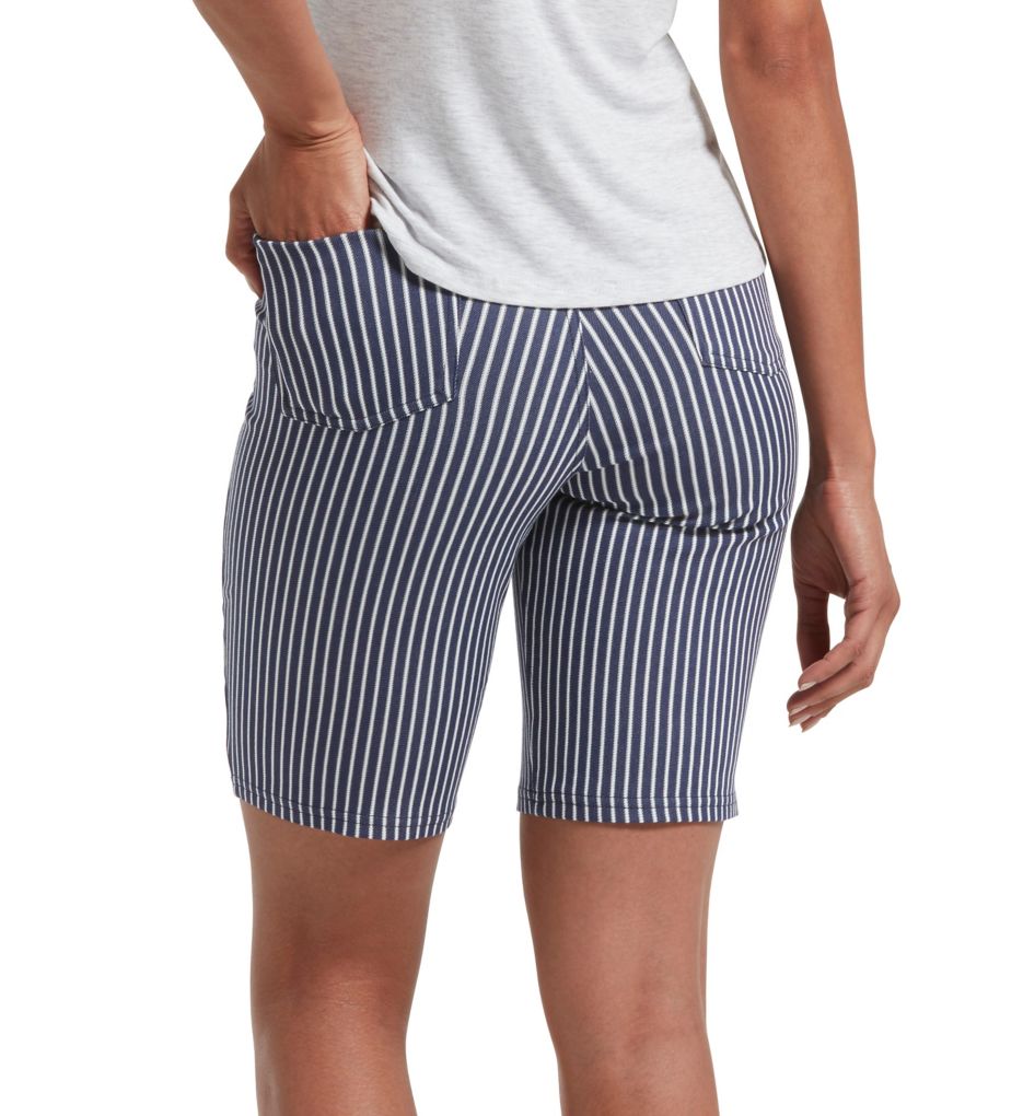 Striped Ultra Soft Denim High Waist Bermuda Shorts-bs