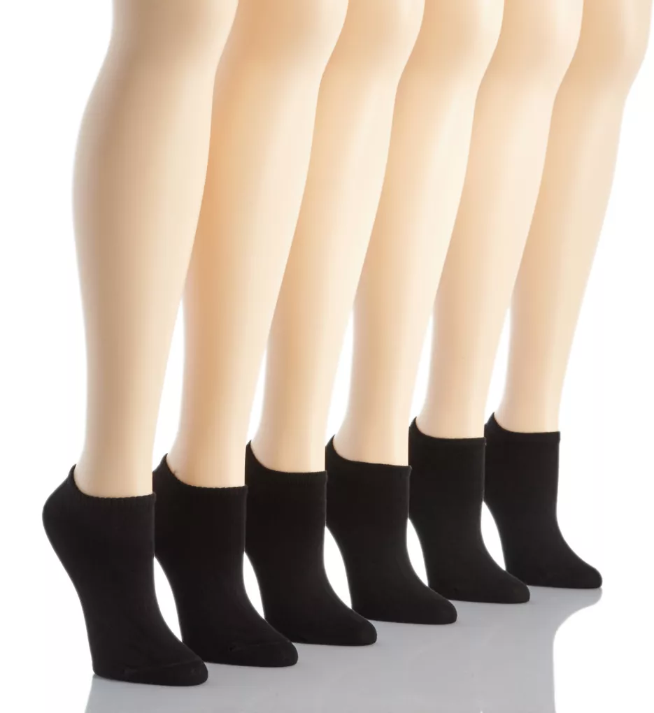 Cotton Liner Socks - 6 Pack Black O/S