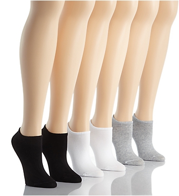 HUE Six Pair Pack of Cotton Liner Socks One Size