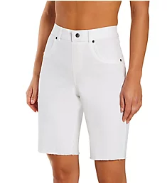 Ultra Soft Denim High Rise Bermuda Shorts White S