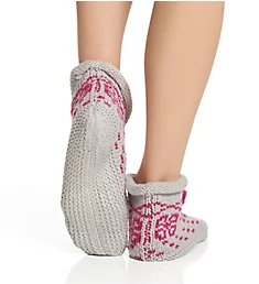 Fairisle Slipper Sock with Grippers Grey O/S