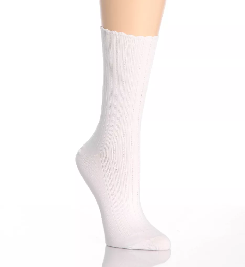 Scalloped Pointelle Sock White O/S