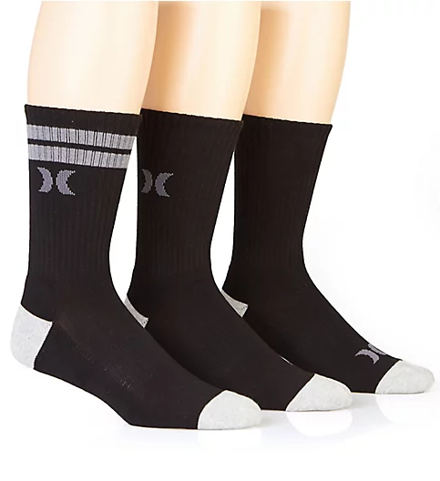 Half Terry Logo Crew Sock - 3 Pack Blk 9-11 by Hurley