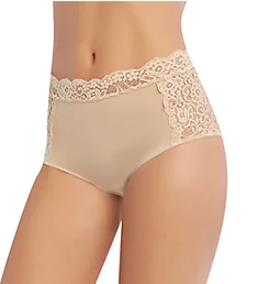 Microfiber Lace High Rise Panty Nude 2X