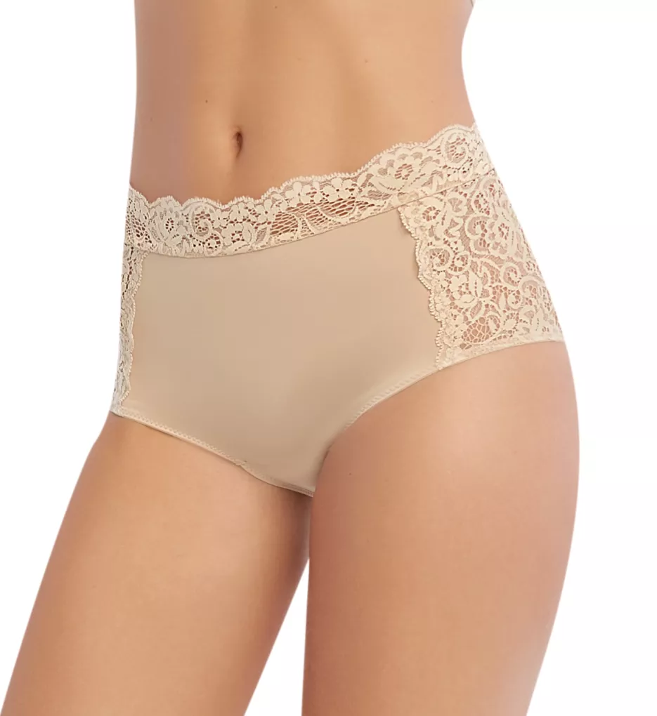 Microfiber Lace High Rise Panty Nude 2X