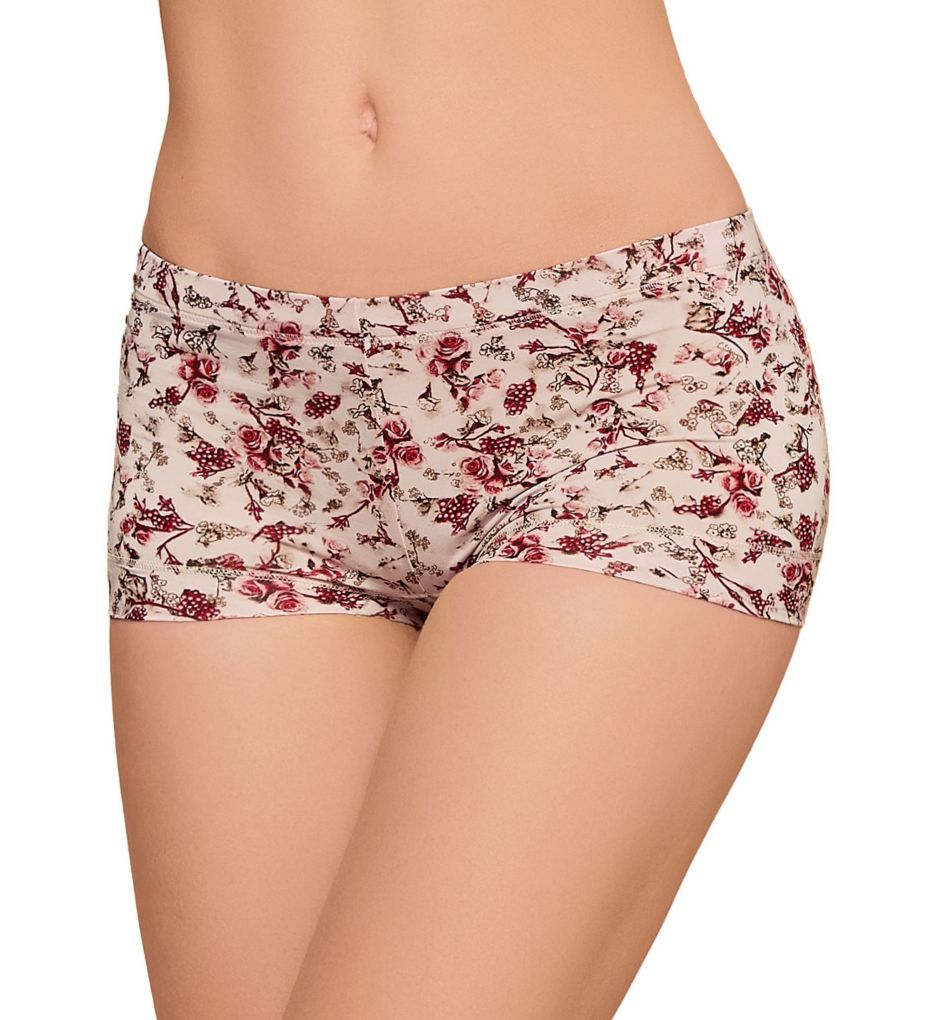 Ilusion Women's Microfiber Rear Lifting Boyshort Panty in Rosas Xxii | Size 2XL | HerRoom.com