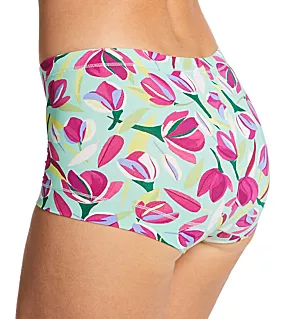 Microfiber Rear Lifting Boyshort Panty Tulip Print XL