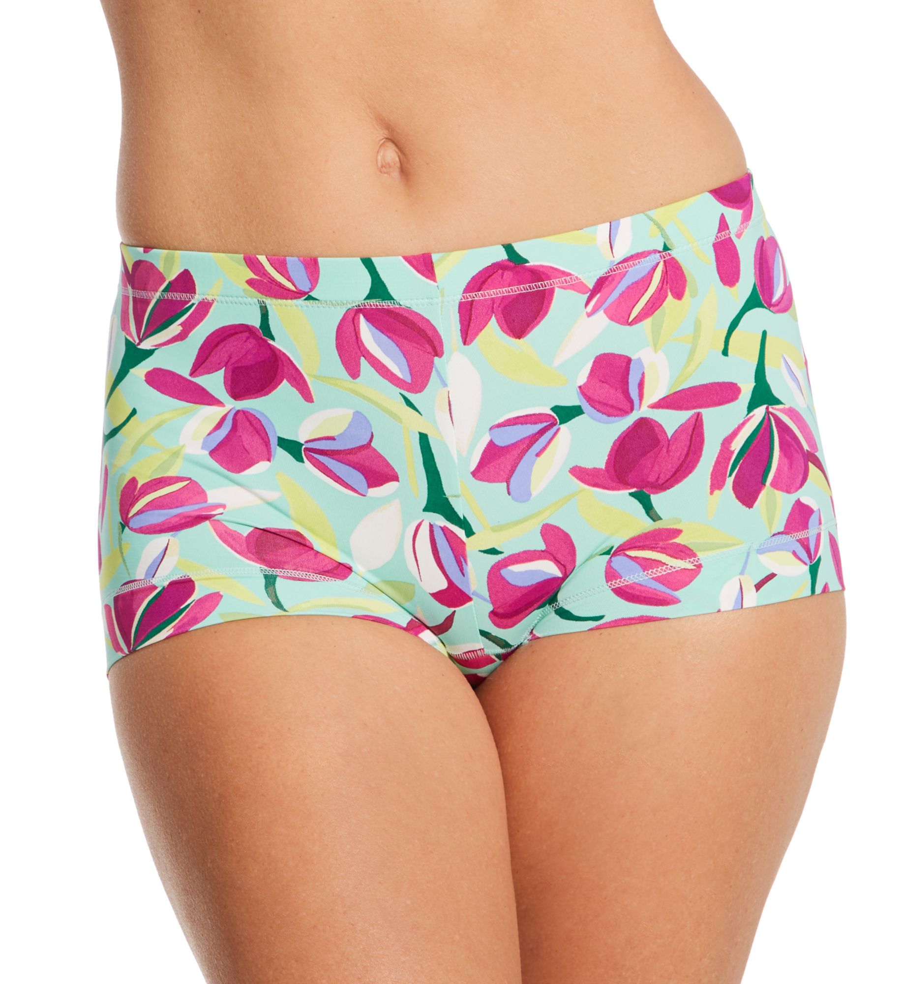 Ilusion Microfiber Rear Lifting Boyshort Panty Tulip Print 2X  - Image 1