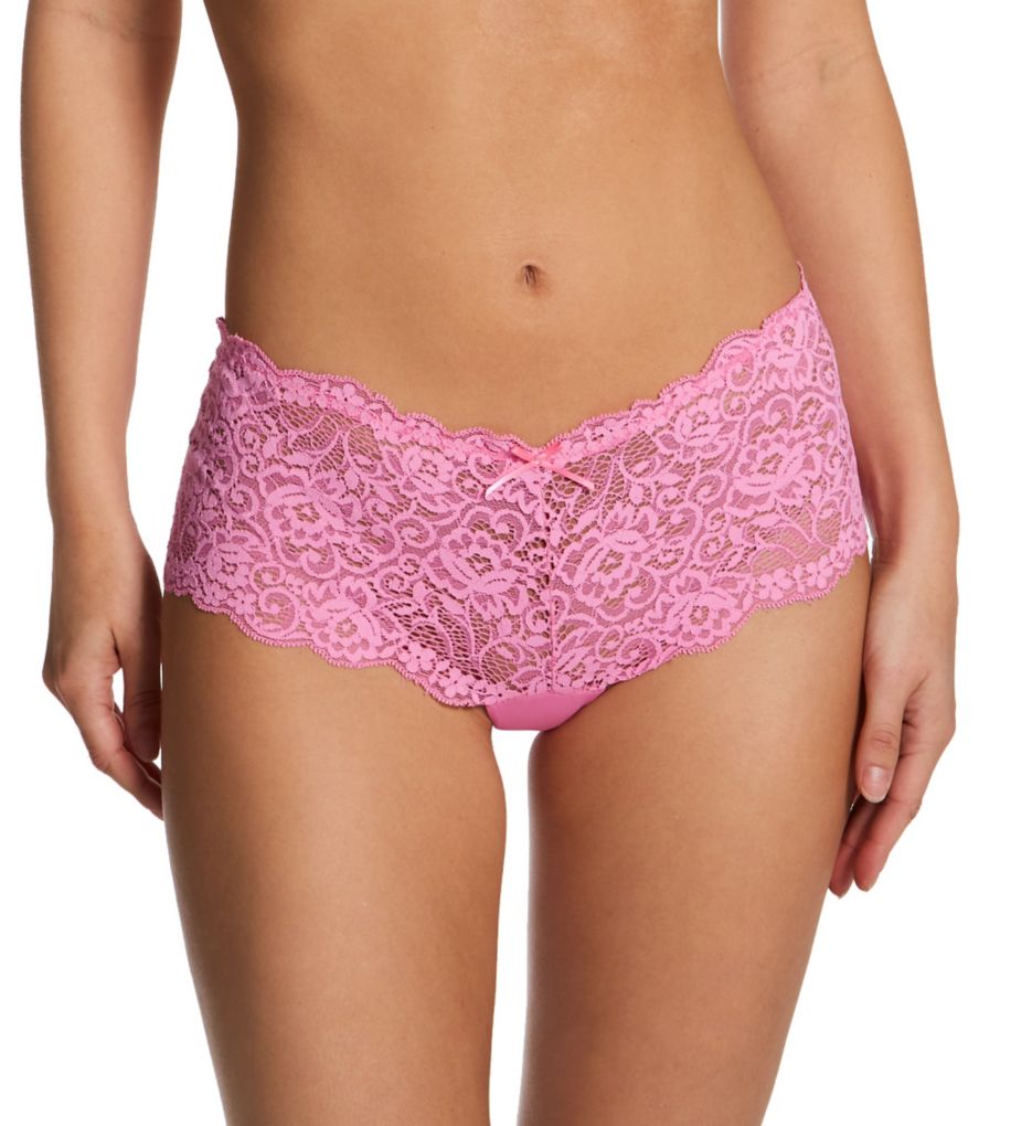 Ilusion Women's Sheer Lace Boyshort Panty in Pink | Size XS | HerRoom.com