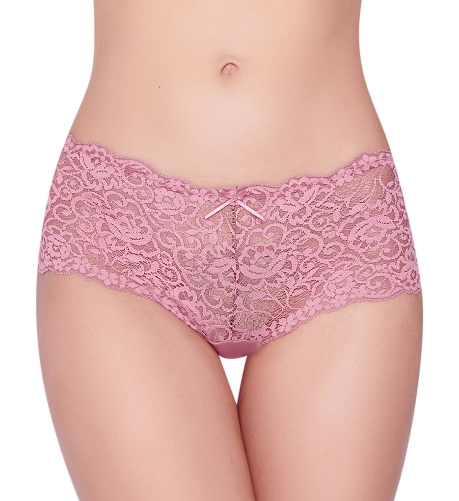 Ilusion Women's Sheer Lace Boyshort Panty in Pink | Size 2XL | HerRoom.com