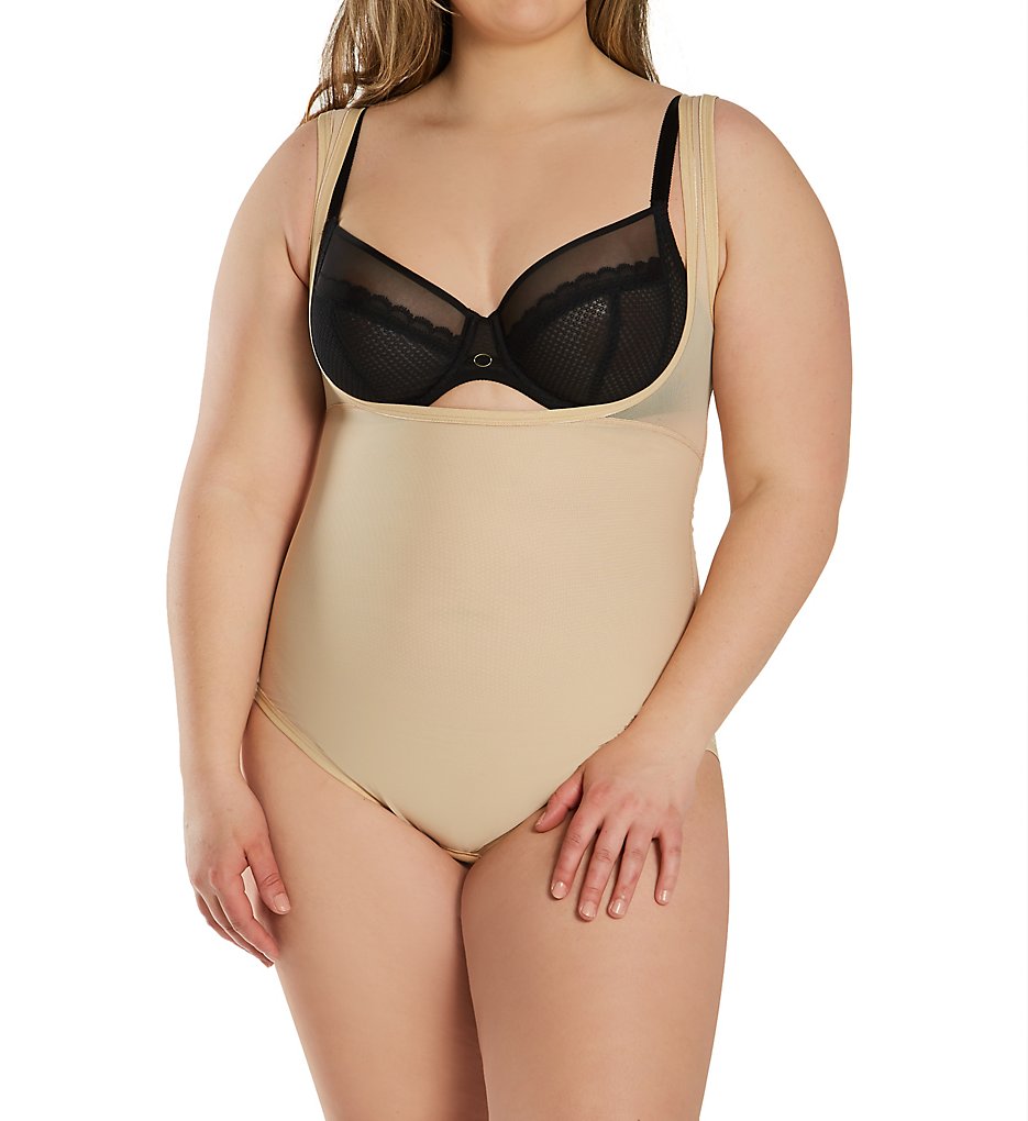 Ilusion - Ilusion 71007173 Body Reduction Plus Size Open Bust Bodysuit (Nude XL)