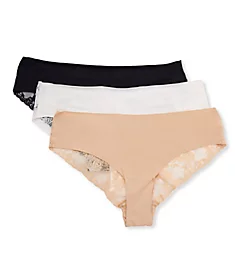Signature Rose Lace Bikini Panty - 3 Pack Black/White/Nude S