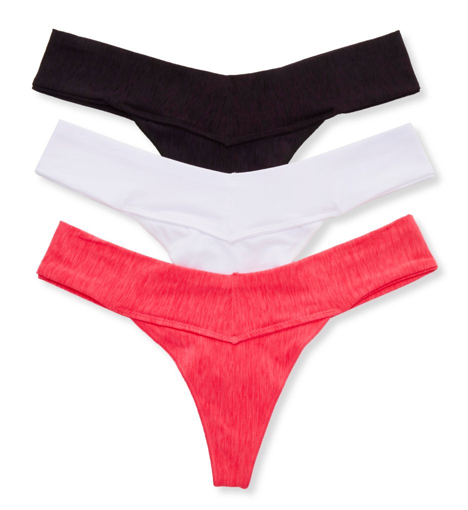 Ilusion Women's Basic Thong Panty - 3 Pack in Indigo/White/Coral | Size Medium | HerRoom.com