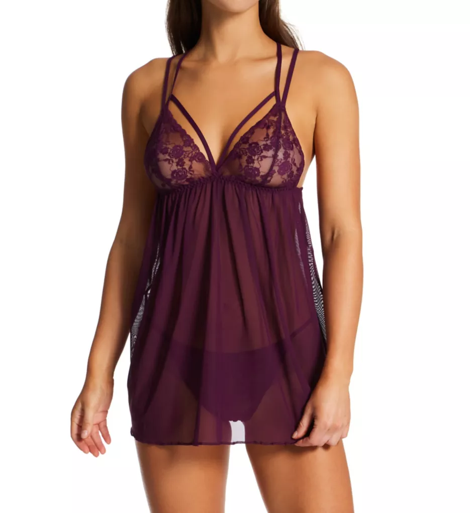 Mesh Lace Babydoll Set Vino M