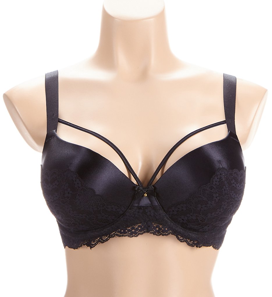 CHAINSTORE CREAM UNDERWIRED LACE SATIN MOULDED PUSH UP BRA CUPS