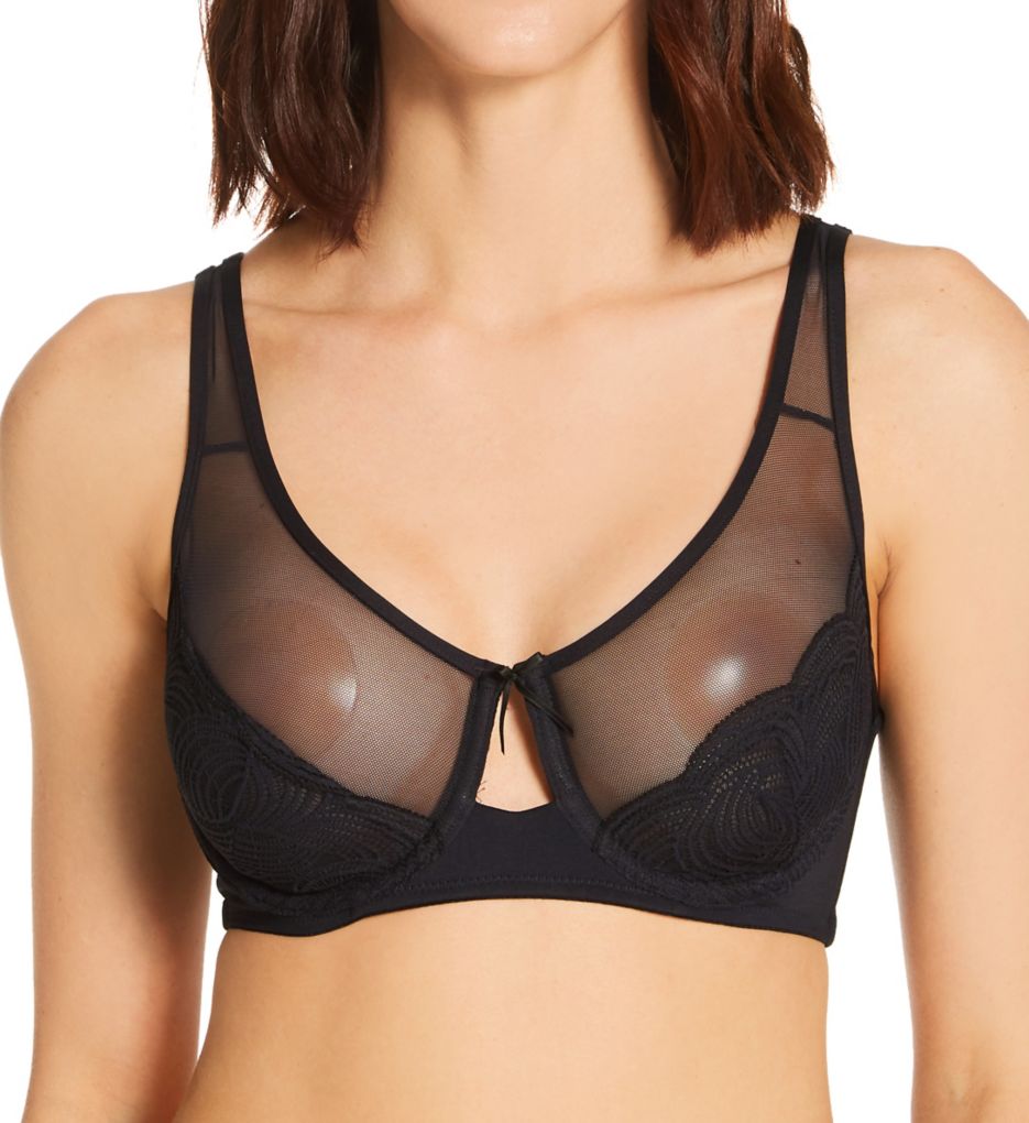 Ilusion : Ilusion 71070013 Sheer Lace Underwire Bra (Negro 36D)