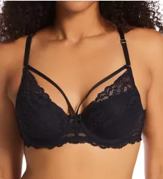 Floral Lace Mesh Demi Bra Negro 34B