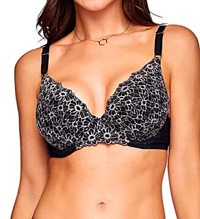 Demi Two Color Lace Push-up Underwire Bra Negro Rosa 34B