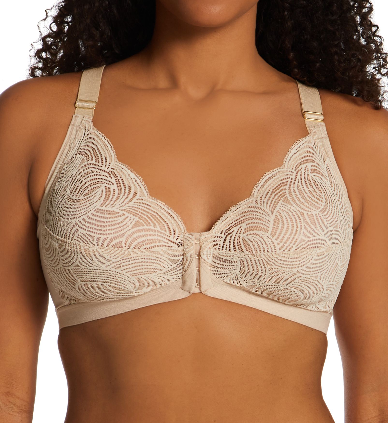 Ilusion Women's Wireless Lace Bra with Posture Support in Nude | Size: 38C | HerRoom.com