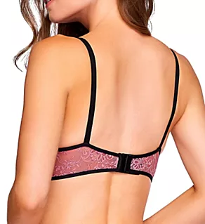 Strappy Lace Cut Out Demi Underwire Bra Negro Rosa 34C