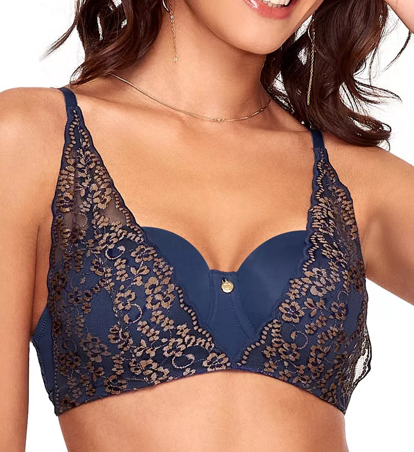 Retro Dreams Two-Toned Lace Balconette Bra Indigo 34C