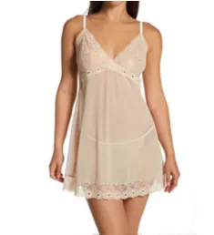 Mesh Lace Babydoll Set Nude/Hueso S