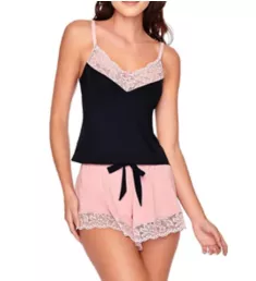 Camisole and Shorts 2-Piece PJ Set Negro Rosa S