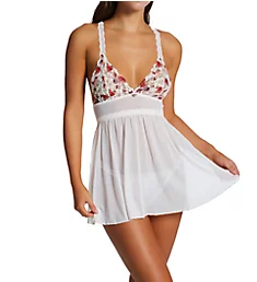 Floral Lace & Mesh Babydoll with Thong