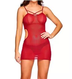 Mesh Side Cutout Babydoll with Thong