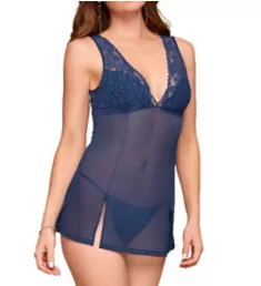 Sheer Lace Babydoll with Thong Indigo M