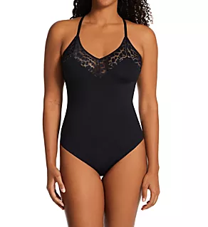 Sheer Stretch Lace Bodysuit Negro 2XL