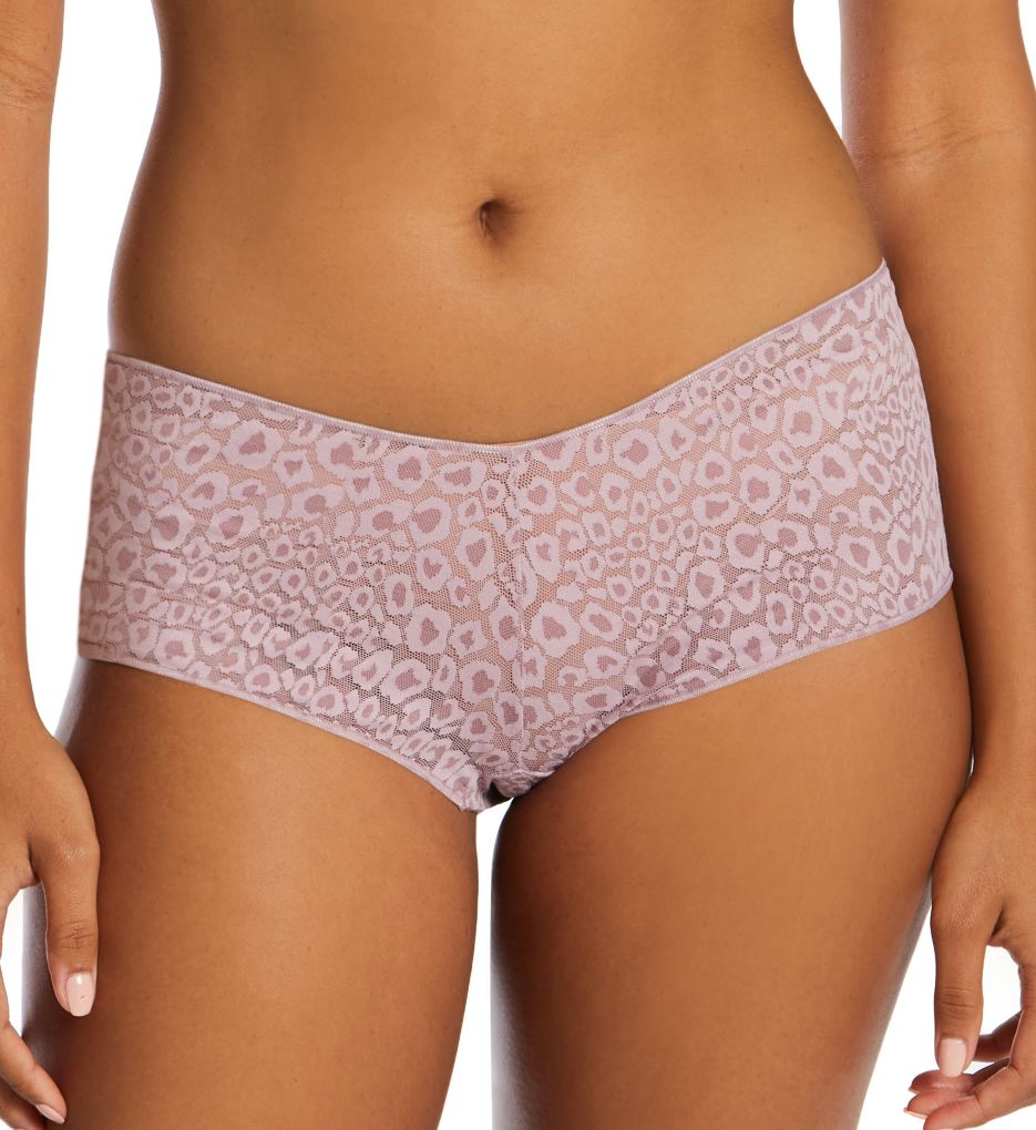 Ilusion Women's Sheer Stretch Lace Boyshort Panty in Purple | Size Large | HerRoom.com