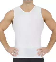 Power Mesh Compression Sleeveless Crew Neck Tank White 2XL