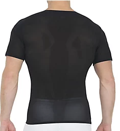 Power Mesh Compression Short Sleeve V-Neck T-Shirt Black 2XL