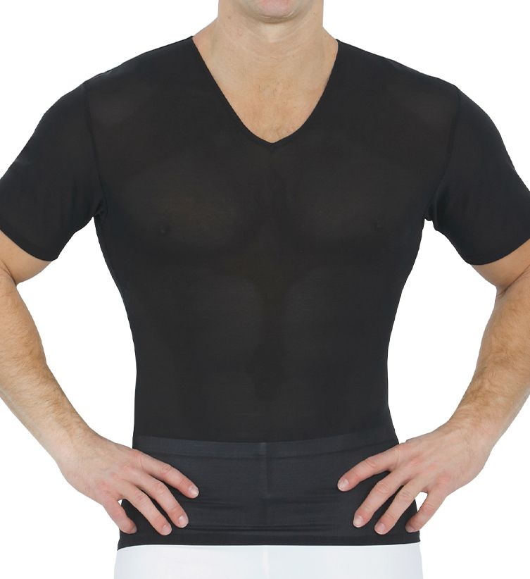 Power Mesh Compression Short Sleeve V-Neck T-Shirt-gs