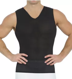 Power Mesh Compression Sleeveless V-Neck Tank Black 3XL