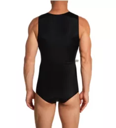 Compression Zipper Bodysuit Brief w/ Snap Crotch Black L