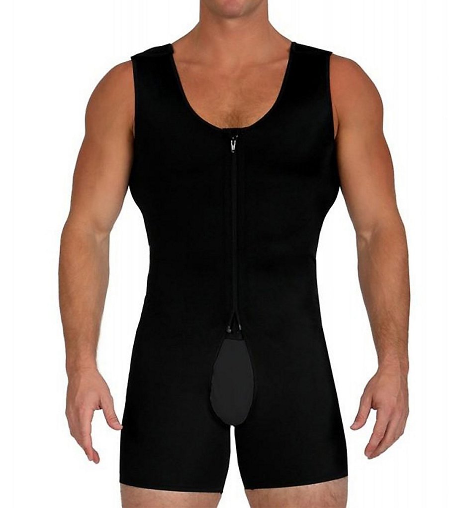 Full Body Compression Open Crotch Zipper Bodysuit BLK L by Insta Slim