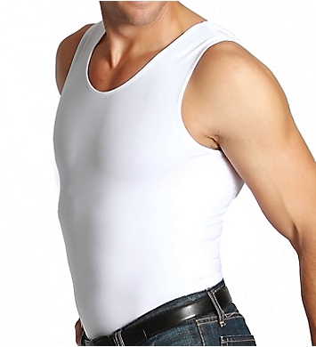 Insta Slim Mens Compression Sleeveless Crew Neck Muscle Shirt Slimming Body Shaper Undershirt 