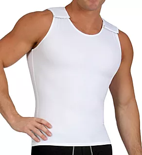 Compression Muscle Tank w/Velcro Shoulder Straps White L