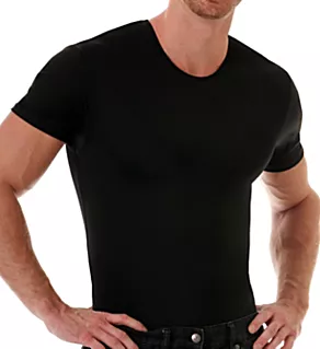 Slimming Compression Crew Neck T-Shirt BLK 2XL