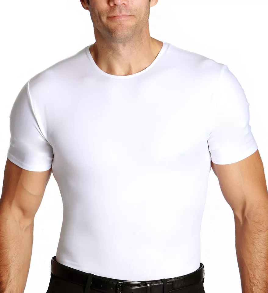 Big and Tall Slimming Compression Crew Neck Shirt WHT 4XL