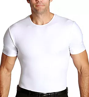 Big and Tall Slimming Compression Crew Neck Shirt WHT 4XL