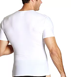Big and Tall Slimming Compression Crew Neck Shirt WHT 4XL